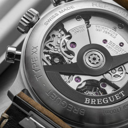 Breguet Type XX 2067ST/92/3WU Men's 42mm Automatic Chronograph – Stainless Steel, Black Dial, Brown Leather Strap, Calibre 728