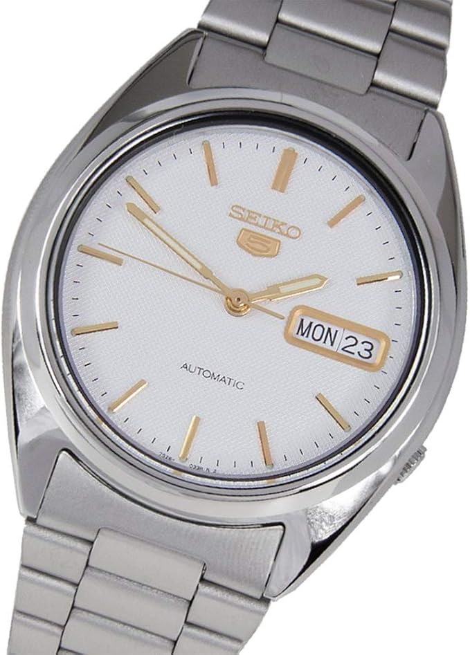 Seiko 5 Automatic Men's Watch SNXG47K1 – White Dial, Stainless Steel Bracelet, 37mm