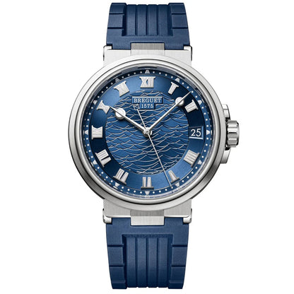 Breguet Marine 5517BB/Y2/5ZU Men’s 40mm White Gold Automatic Watch – Blue Dial, Rubber Strap, Calibre 777A