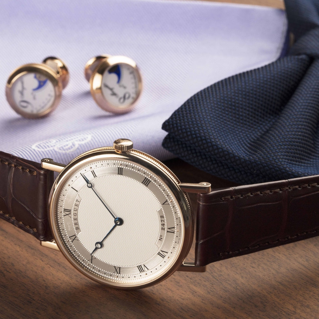 Breguet Classique 5157BR/11/9V6 Men’s 38mm Ultra-Thin Rose Gold Automatic Watch – Silver Dial, Brown Leather Strap