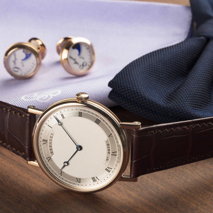 Breguet Classique 5157BR/11/9V6 Men’s 38mm Ultra-Thin Rose Gold Automatic Watch – Silver Dial, Brown Leather Strap