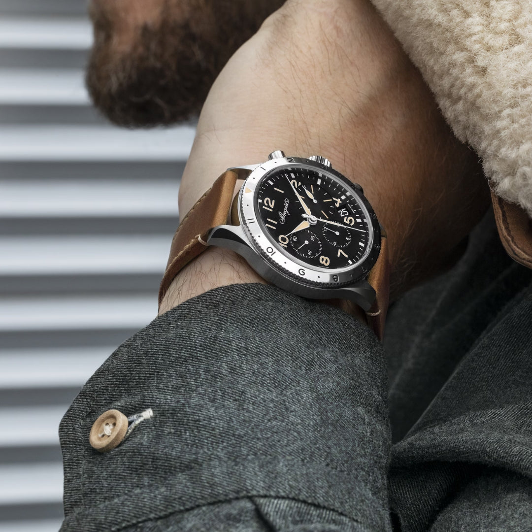 Breguet Type XX 2067ST/92/3WU Men's 42mm Automatic Chronograph – Stainless Steel, Black Dial, Brown Leather Strap, Calibre 728