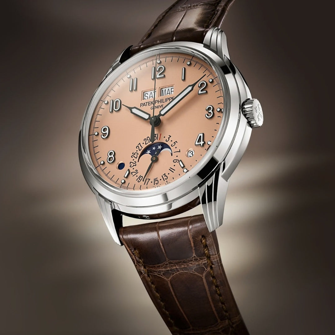Patek Philippe Grand Complications 40mm Rose-Gilt Dial 18kt White Gold & Chocolate Brown Leather Watch 5320G-011