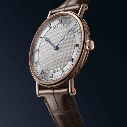 Breguet Classique 5157BR/11/9V6 Men’s 38mm Ultra-Thin Rose Gold Automatic Watch – Silver Dial, Brown Leather Strap