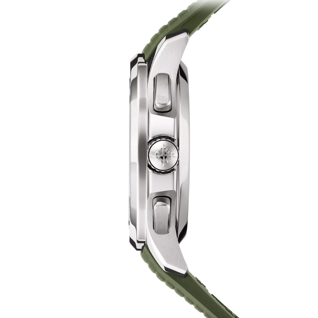 Patek Philippe Aquanaut 42.2mm Green Dial White Gold Chronograph Rubber Strap Watch 5968G-010