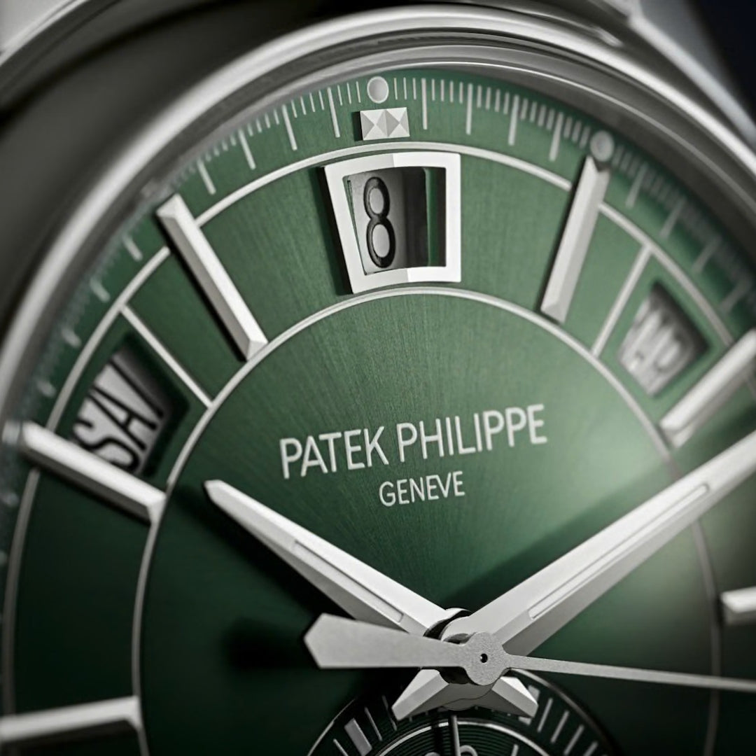 Patek Philippe Complications 42mm Green Dial Stainless Steel Annual Calendar Chronograph Watch 5905-1A-001