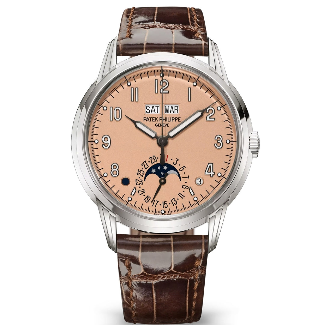 Patek Philippe Grand Complications 40mm Rose-Gilt Dial 18kt White Gold & Chocolate Brown Leather Watch 5320G-011