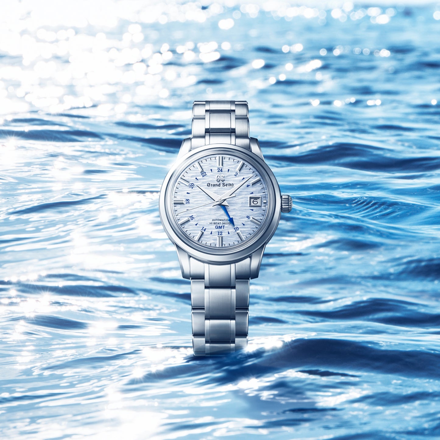 Grand Seiko Elegance 39mm Blue Dial Stainless Steel GMT Automatic Watch SBGJ249G