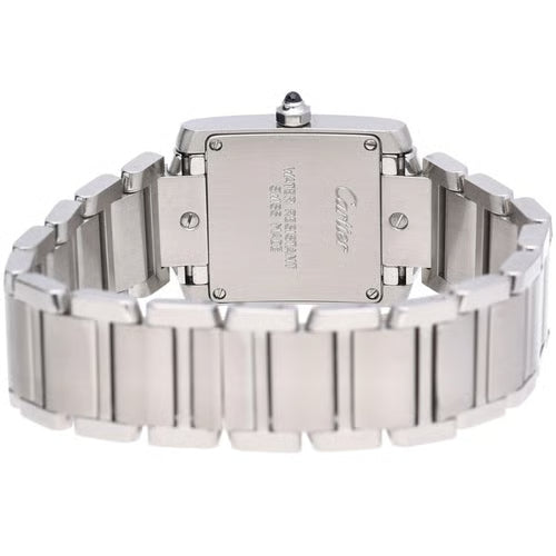 Silver Cartier watch on a white background