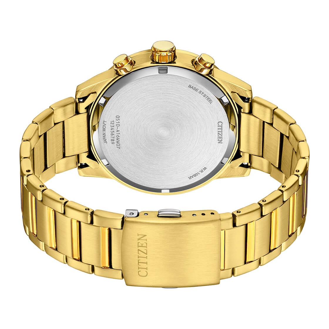 Citizen Quartz AN3682-54E Chronograph Men’s Watch – 44mm Black Dial, Gold-Tone Bracelet, 100M Water Resistant