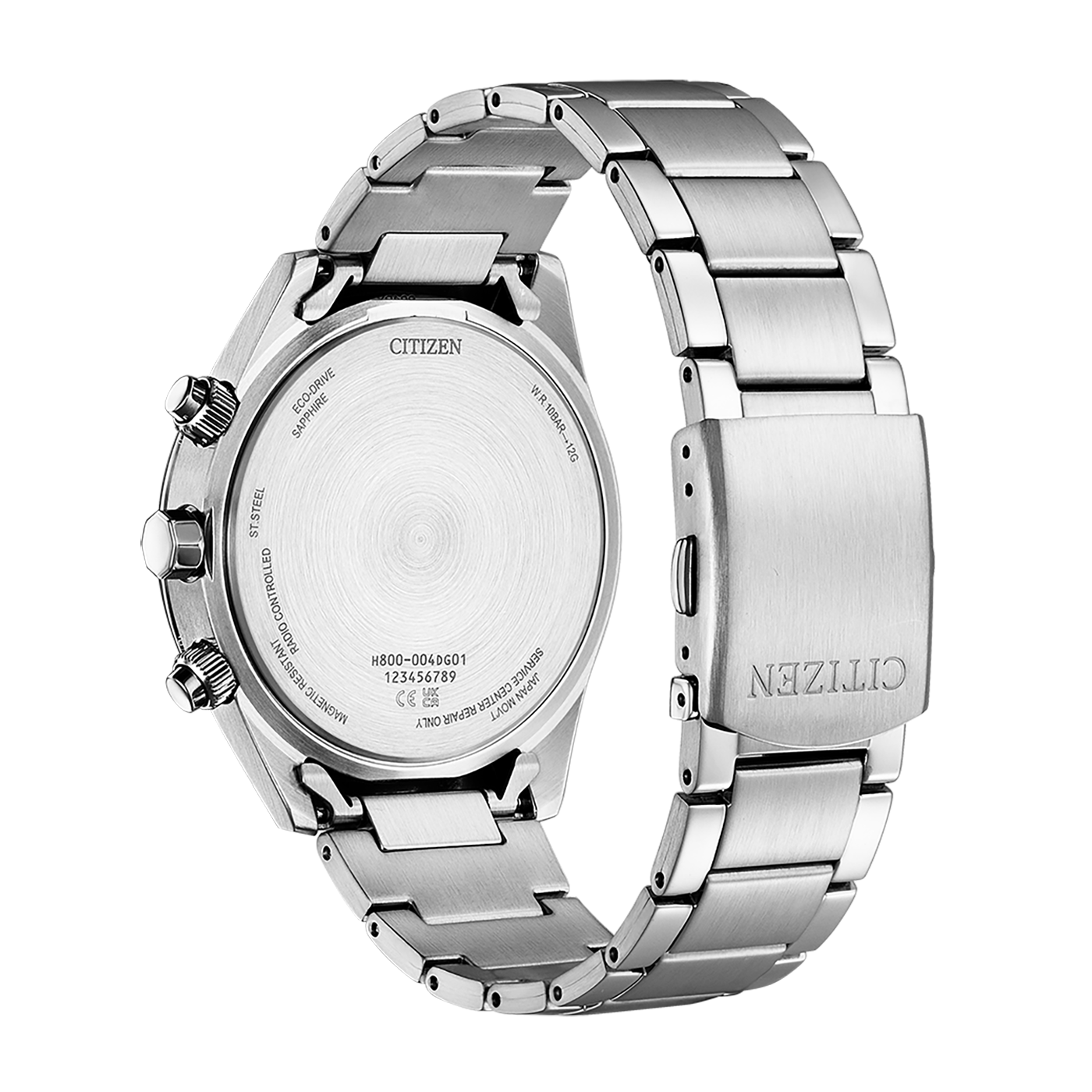 Citizen Eco-Drive AT8260-85L – Men's Atomic Timekeeping Chronograph with Blue Dial & Stainless Steel Bracelet