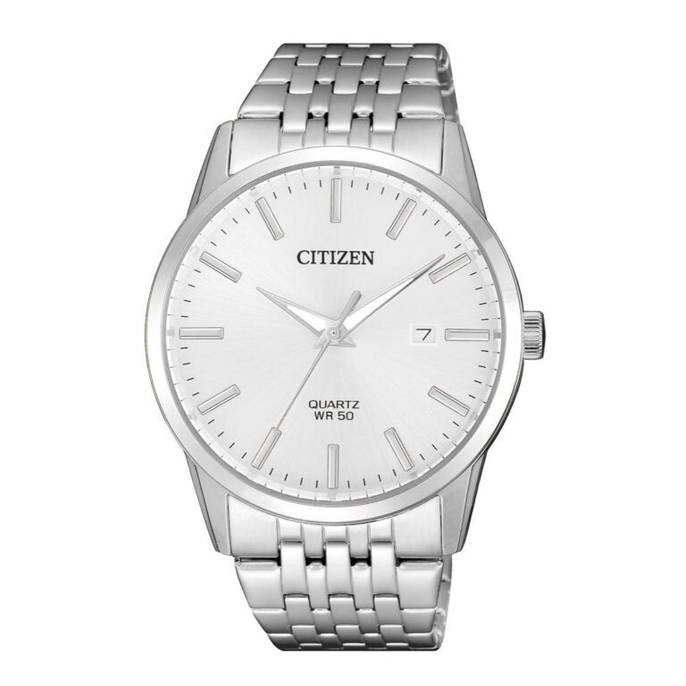 Citizen Quartz Silver Dial Men’s Watch BI5000-87A – 39mm Stainless Steel Case & Bracelet, Date Display, 50M Water Resistance | Luxero Exclusive