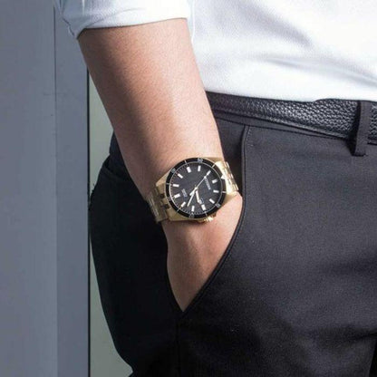 Citizen Quartz BI5052-59E – Men's Gold-Tone Stainless Steel Bracelet Watch with Black Dial & Sapphire Crystal