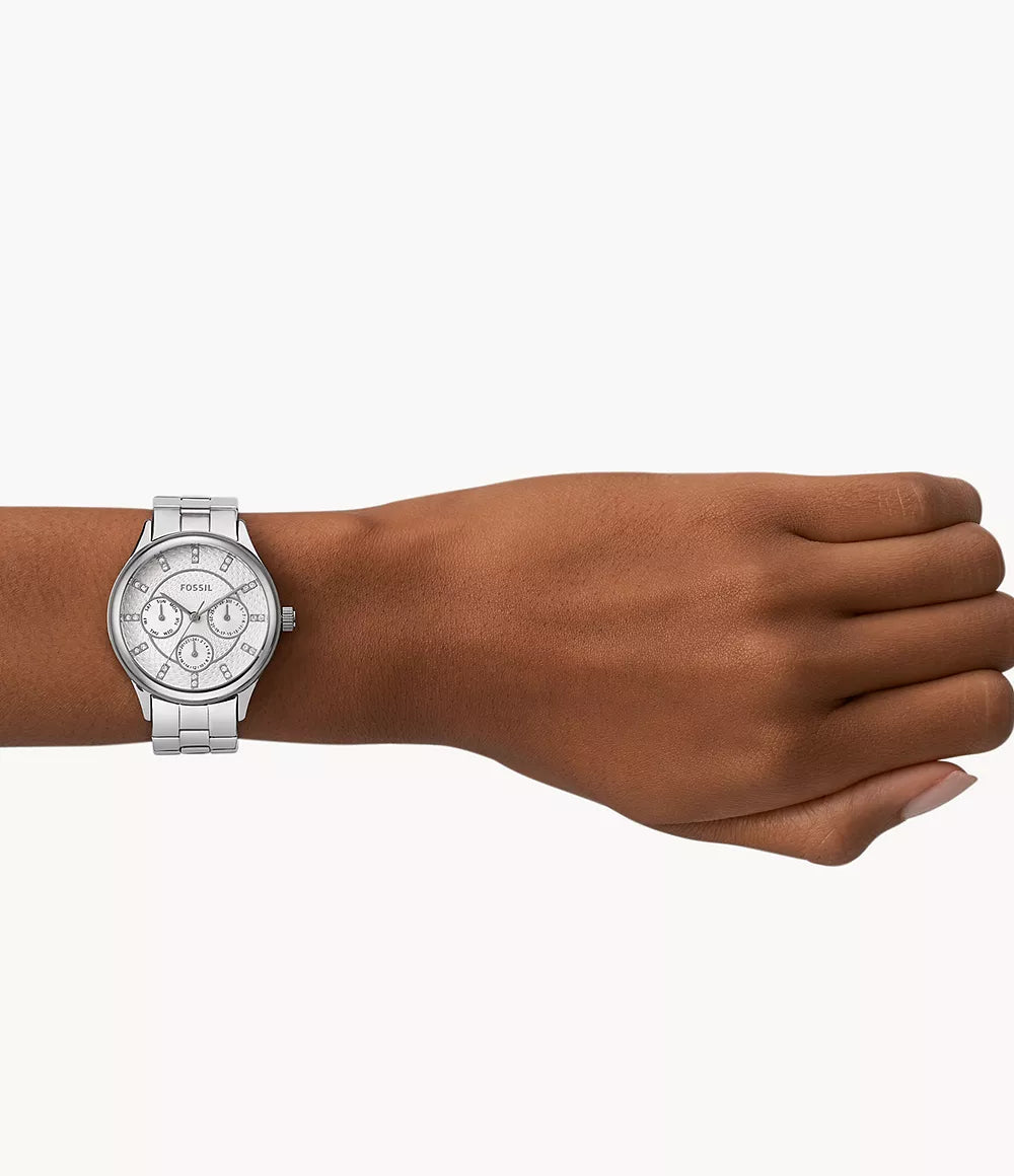 Fossil Modern Sophisticate Quartz Silver Dial Ladies Watch BQ1560 – Stainless Steel Bracelet with Crystal-Set Index