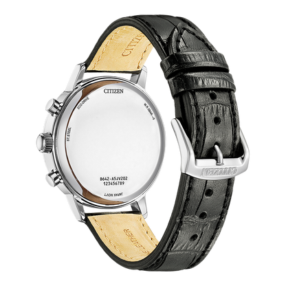 Citizen CA7069-24X Core Collection Chronograph Men’s Watch – 42mm Stainless Steel Case, Green Dial, Black Leather Strap, Caliber B642 Quartz, 50M Water Resistant