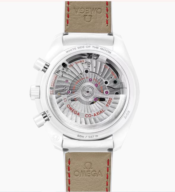 Omega Co-Axial 9300 Movement Display Back of White Side of the Moon