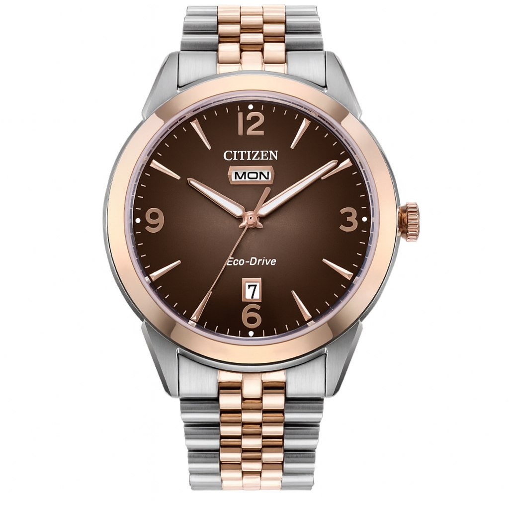 Citizen Rolan Eco-Drive Brown Dial Two-Tone Men’s Watch | Luxero