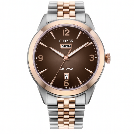 Citizen Rolan Eco-Drive Brown Dial Two-Tone Men’s Watch | Luxero