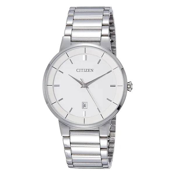 Citizen BI5010-59A Quartz White Dial Stainless Steel Bracelet Men’s Watch – 40mm, Date Display, 50M Water Resistant