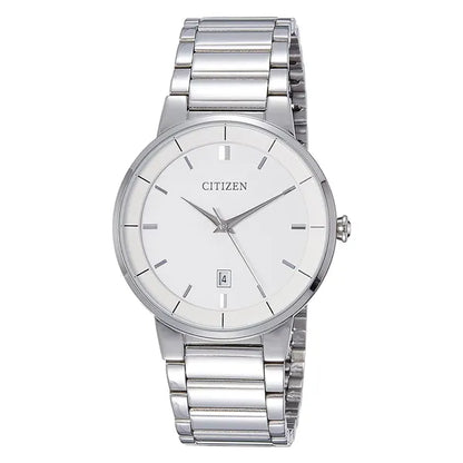 Citizen BI5010-59A Quartz White Dial Stainless Steel Bracelet Men’s Watch – 40mm, Date Display, 50M Water Resistant