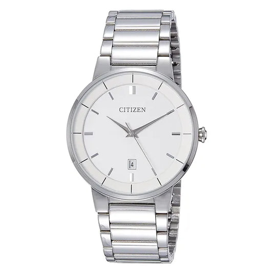 Citizen BI5010-59A Quartz White Dial Stainless Steel Bracelet Men’s Watch – 40mm, Date Display, 50M Water Resistant