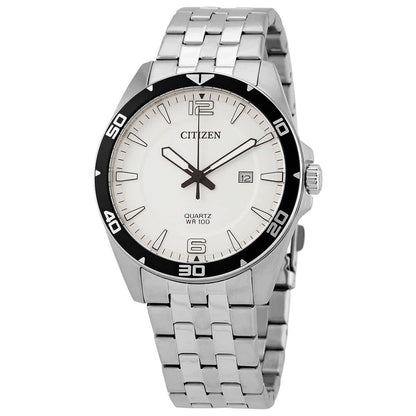 Citizen Quartz BI5051-51A – Men’s 42mm Stainless Steel Casual Watch with White Dial, Luminous Hands & 100M Water Resistance