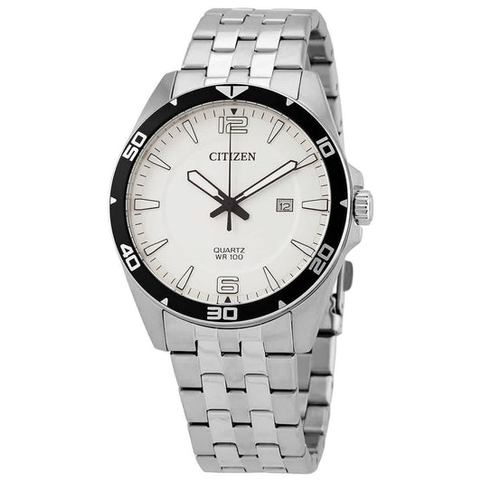 Citizen Quartz BI5051-51A – Men’s 42mm Stainless Steel Casual Watch with White Dial, Luminous Hands & 100M Water Resistance