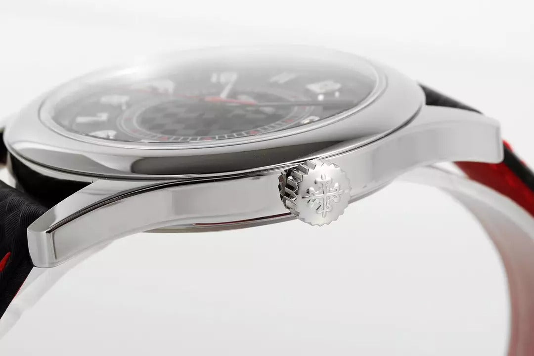 Close-up of a silver watch with a white background