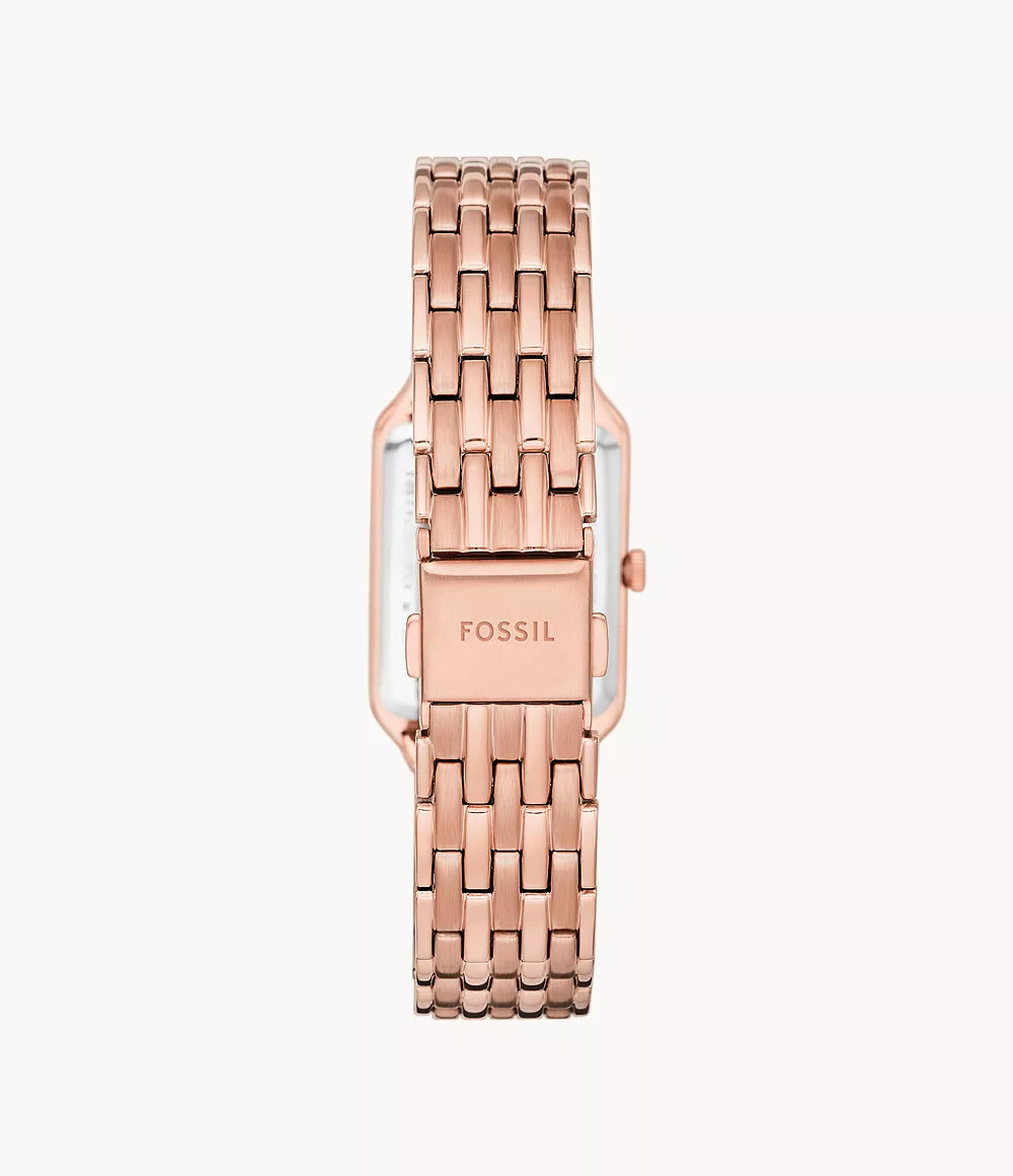 Fossil Raquel ES5271 – Women's Quartz Watch, White Dial, Rose Gold-Tone Bezel, Gold-Tone Stainless Steel Bracelet, 23mm, 50M Water Resistance