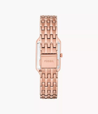 Fossil Raquel ES5271 – Women's Quartz Watch, White Dial, Rose Gold-Tone Bezel, Gold-Tone Stainless Steel Bracelet, 23mm, 50M Water Resistance