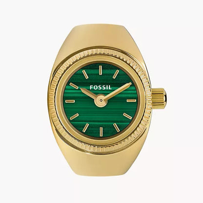 Fossil Watch Ring Quartz Green Dial Ladies Watch ES5308 – Yellow Gold-tone Stainless Steel