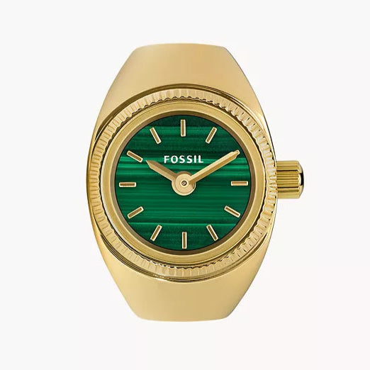 Fossil Watch Ring Quartz Green Dial Ladies Watch ES5308 – Yellow Gold-tone Stainless Steel
