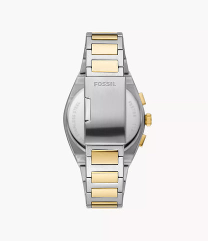Fossil Everett Chronograph Quartz Men’s Watch FS5796 – 42mm Cream Dial, Two-Tone Stainless Steel Bracelet, Gold-Tone Bezel, Date Display, 50M Water Resistance