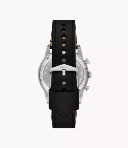 Fossil Sport Tourer Chronograph Quartz Men’s Watch FS6086 – 42mm Red Dial, Black Leather Strap, Tachymeter Bezel, 50M Water Resistance