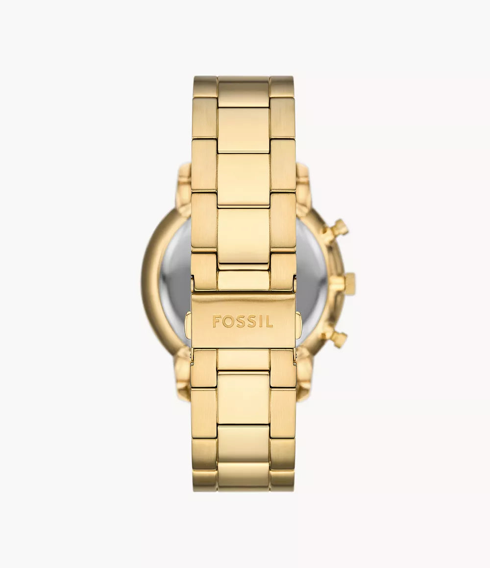 Fossil Neutra Chronograph Quartz Men’s Watch FS6093 – 44mm Black Dial, Gold-Tone Stainless Steel Bracelet, Date Display, 50M Water Resistance