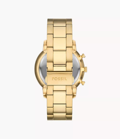 Fossil Neutra Chronograph Quartz Men’s Watch FS6093 – 44mm Black Dial, Gold-Tone Stainless Steel Bracelet, Date Display, 50M Water Resistance