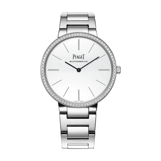 Piaget Altiplano Automatic White Gold Ladies Watch with Diamond Bezel White Dial