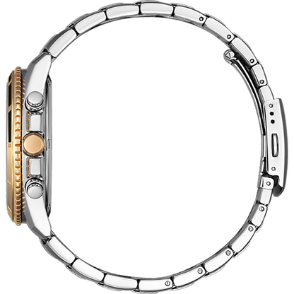 Citizen AN8204-59H Chronograph Quartz Grey Dial Two-Tone Stainless Steel Men’s Watch – 46.4mm, Rose Gold IP Bezel, Caliber 0520, 100M Water Resistant