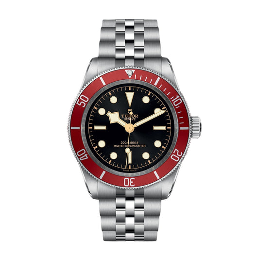 Tudor Black Bay M7941A1A0RU-0003 – Men's Automatic Stainless Steel Watch, Black Dial, Red Bezel, Gold Accents, 70-H Power Reserve & 200M WR