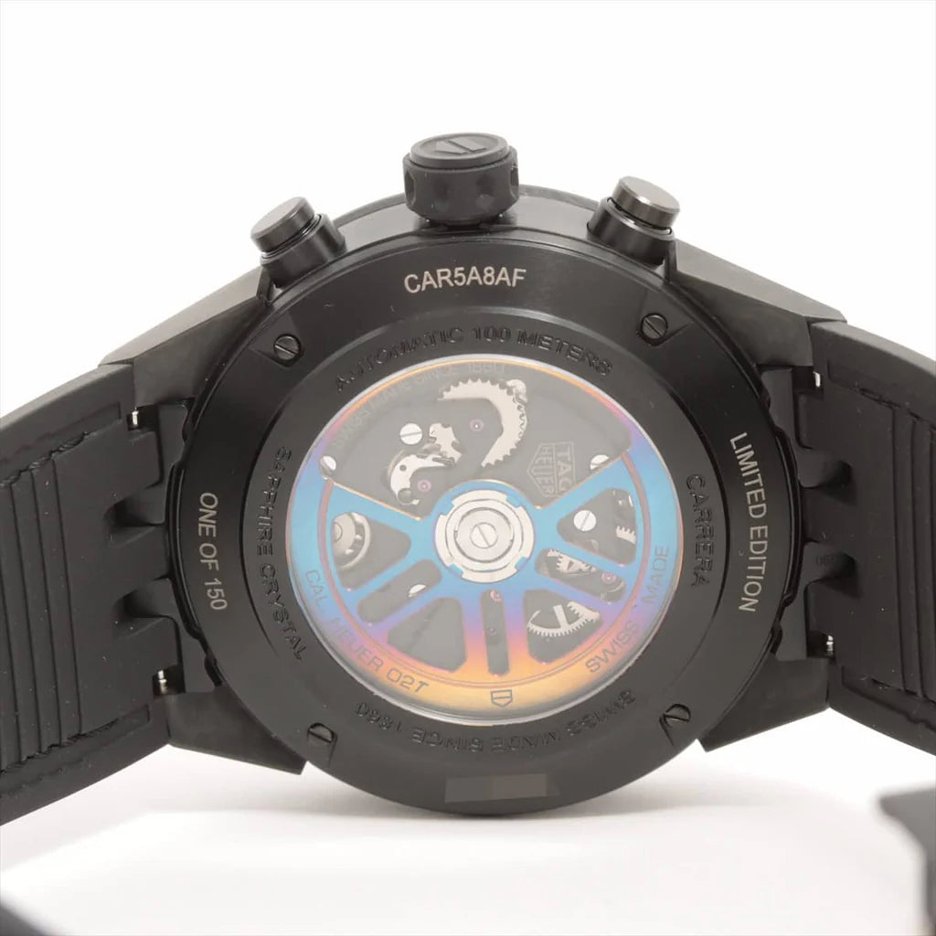 Black watch case with mechanical components and 'Limited Edition' text on a white background