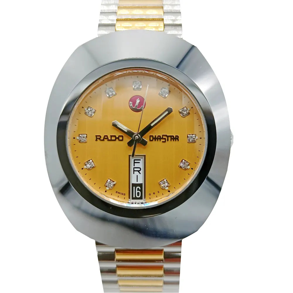 Rado R12408633 – Men's Original Diastar Automatic Watch, 35mm Two-Tone Stainless Steel Case with Champagne Diamond Dial, ETA 2836-2 Movement, 38-Hour Power Reserve