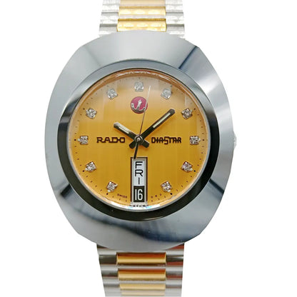 Rado R12408633 – Men's Original Diastar Automatic Watch, 35mm Two-Tone Stainless Steel Case with Champagne Diamond Dial, ETA 2836-2 Movement, 38-Hour Power Reserve