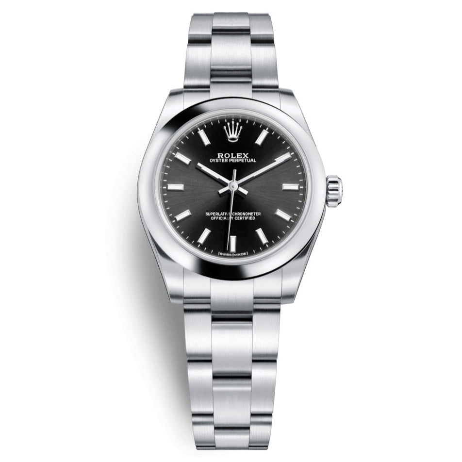 Rolex Oyster Perpetual 31 Automatic Chronometer Black Dial Stainless Steel Unisex Watch 177200-0019