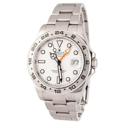 Rolex Explorer II 216570WSO Men’s Automatic GMT Watch – White Dial, 42mm Oystersteel Case, Fixed 24-Hour Bezel