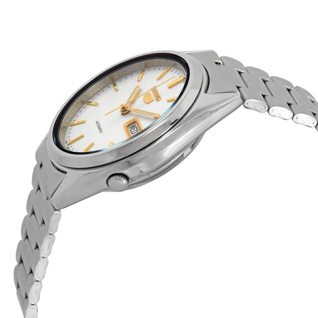 Seiko 5 Automatic Men's Watch SNXG47K1 – White Dial, Stainless Steel Bracelet, 37mm