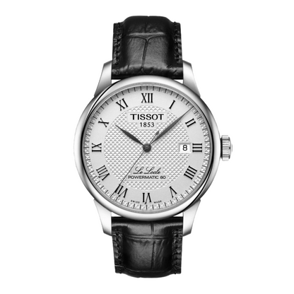 Tissot Le Locle Automatic Watch with Silver Dial & Black Leather Strap T006.407.16.033.00