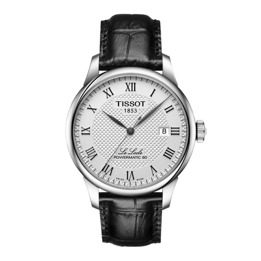 Tissot Le Locle Automatic Watch with Silver Dial & Black Leather Strap T006.407.16.033.00