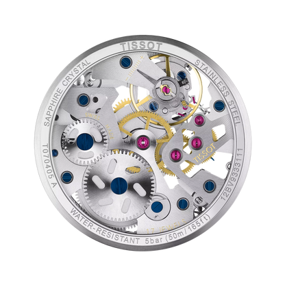 Tissot T-Complication Squelette Hand-Wound Skeleton Dial Transparent Case Back Stainless Steel Men's Watch T070.405.16.411.00