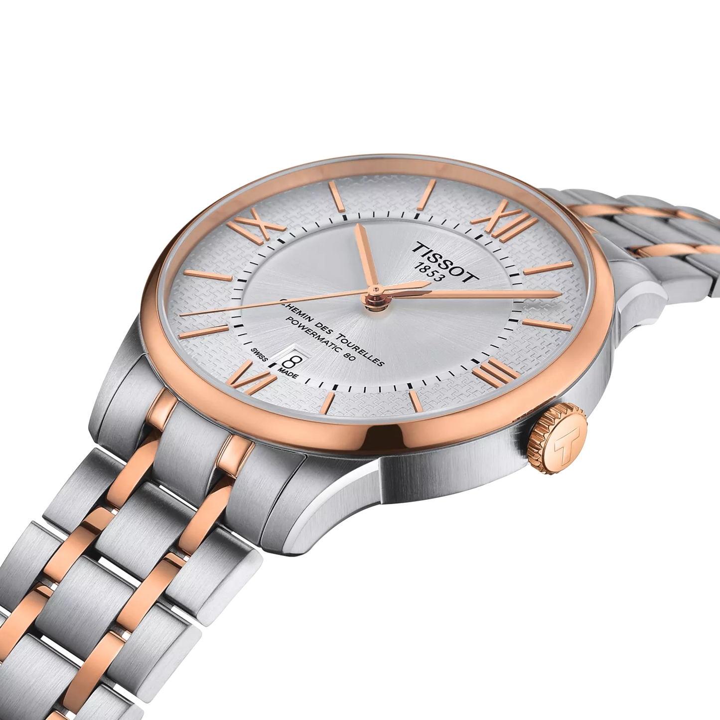 Tissot Chemin des Tourelles Silver Dial Two-Tone Rose Gold Automatic Watch T099.407.22.038.01