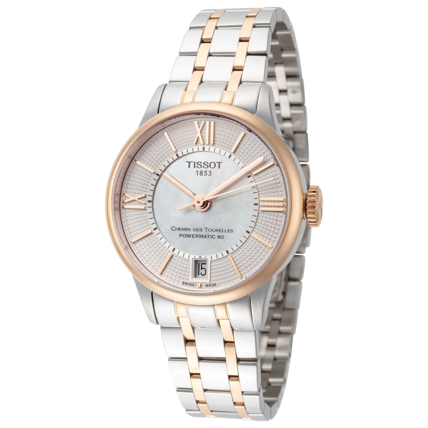 Tissot Chemin des Tourelles 32mm Mother of Pearl Dial Two-Tone Automatic Women Watch T099.207.22.118.02